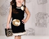 Black Tank Dress with Shabby Burlap Belt