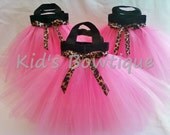 Set of 10 Leopard-Cheetah Ribbon Party Favor Tutu Bags - Birthday Treat Bags