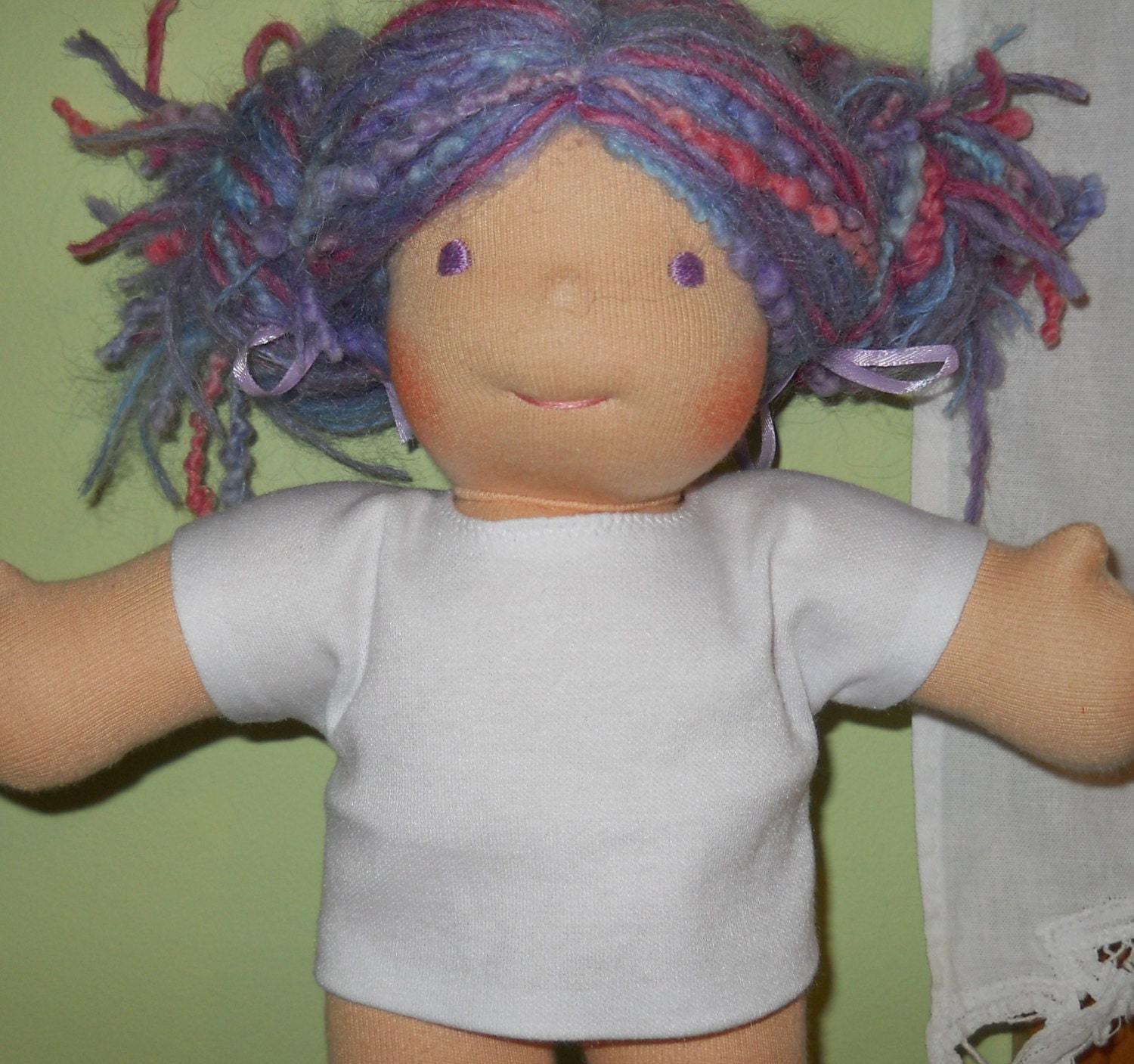 Basic White T-shirt -  Waldorf Doll Clothes  - Little Buddy Size 10 Inch  - LB-G