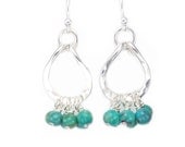 Turquoise Earrings, Sterling Silver and Turquoise Dangle Earrings, Hammered Silver Jewelry, Turquoise Stone Earrings