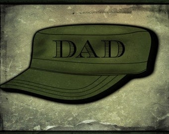Father's Day Card Photograph Greeting Card -  Military Army Hat