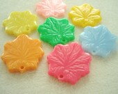 Vintage West German Lucite leaf pendants, 6 vintage charms, choice of colors