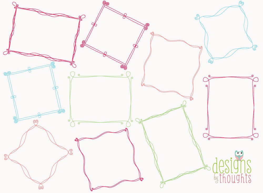 Hand Drawn Doodle Frames II - Another set of doodle frames for your paper crafting, website and blog designs too. Instant Download by Etsy