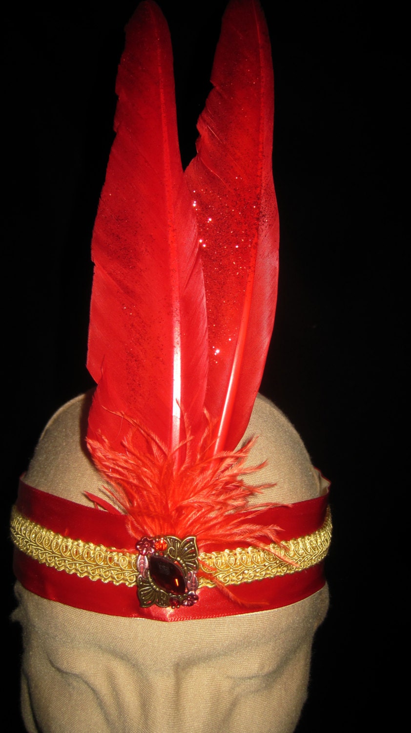 Lady in Red Flapper Headdress