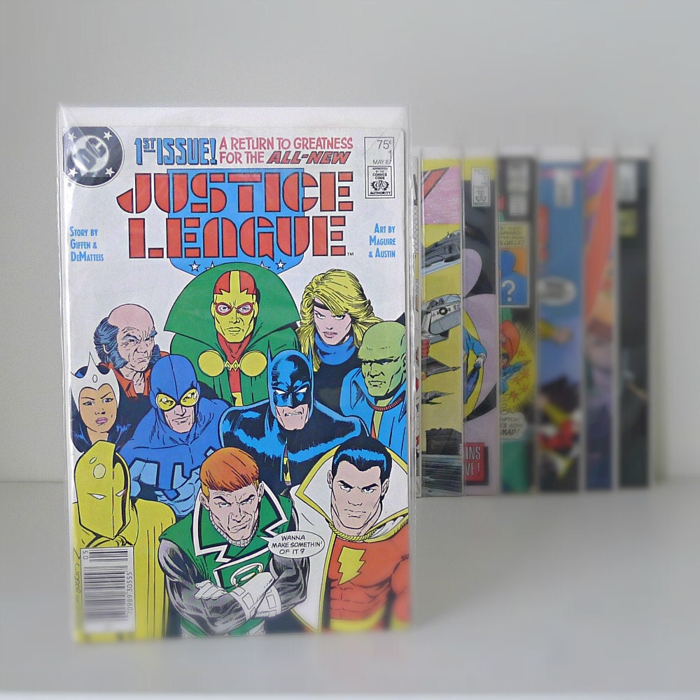 Vintage 1980s DC Comic Book Set, Justice League No. 1-3 and more - Batman, Superman, superhero, for him, dad gift, collection, sci fi