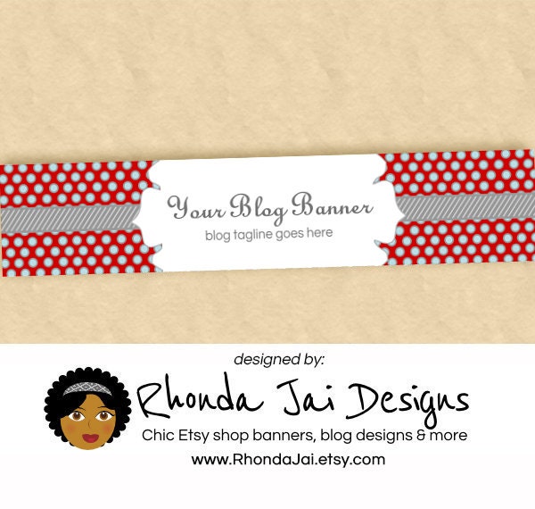 Blog Header Banner Design  - Polka Dots 3  -  Design for Blogger or Wordpress