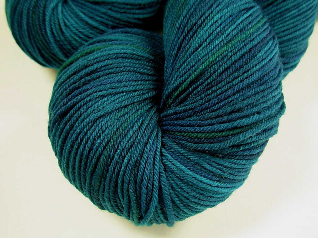 Sock Weight Superwash Merino Wool/Nylon Yarn - Deep Sea Tonal - Hand Dyed Yarn, Knitting Supplies