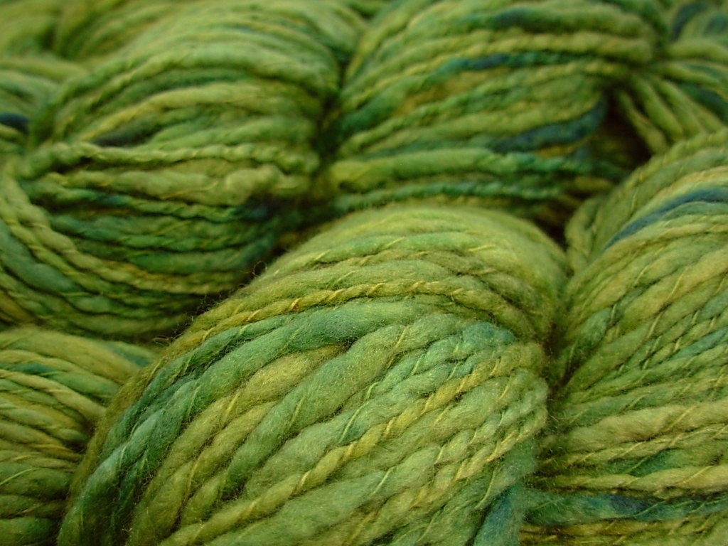 Aran Weight Merino/Cashmere Thick & Thin Yarn - Laurel - Hand Dyed Yarn, Knitting Supplies - Limited EditionYarn, Knitting Supplies