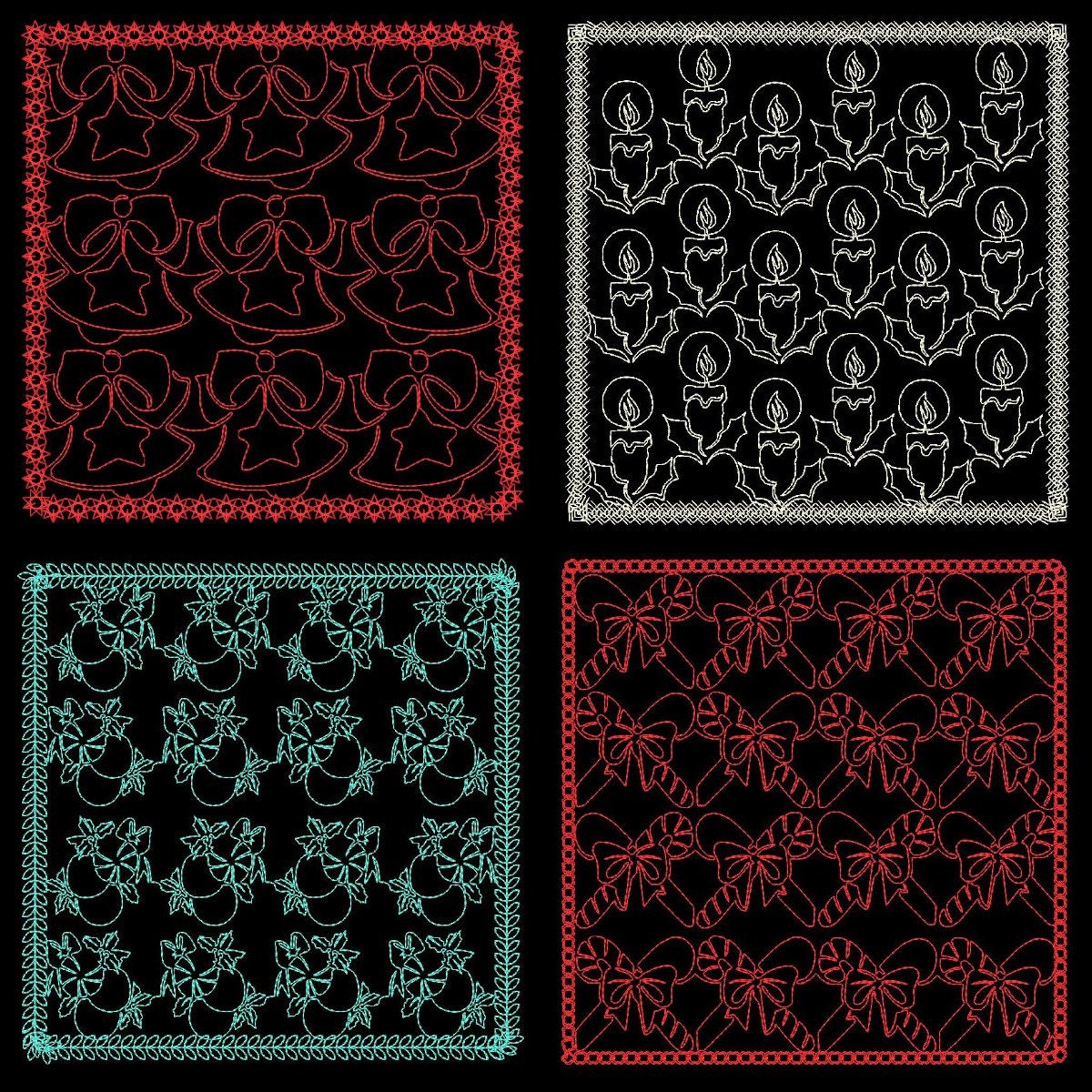 CHRISTMAS QUILTING BACKGROUNDS -- 30 Machine Embroidery Design Pack (AzEB)