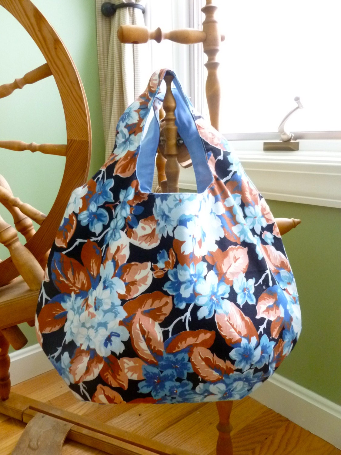 Knitting bag Market bag  vintage fabric