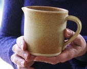 Petite two serving pouring jug for milk - hand thrown in stoneware and glazed in natural brown