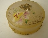 Frosted Flowery Painted Powder Jar