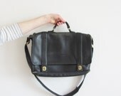 black leather messenger . COACH cross body satchel bag .sale