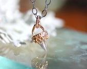 White Quartz In 14K Rose Gold Necklace - Ready To Ship