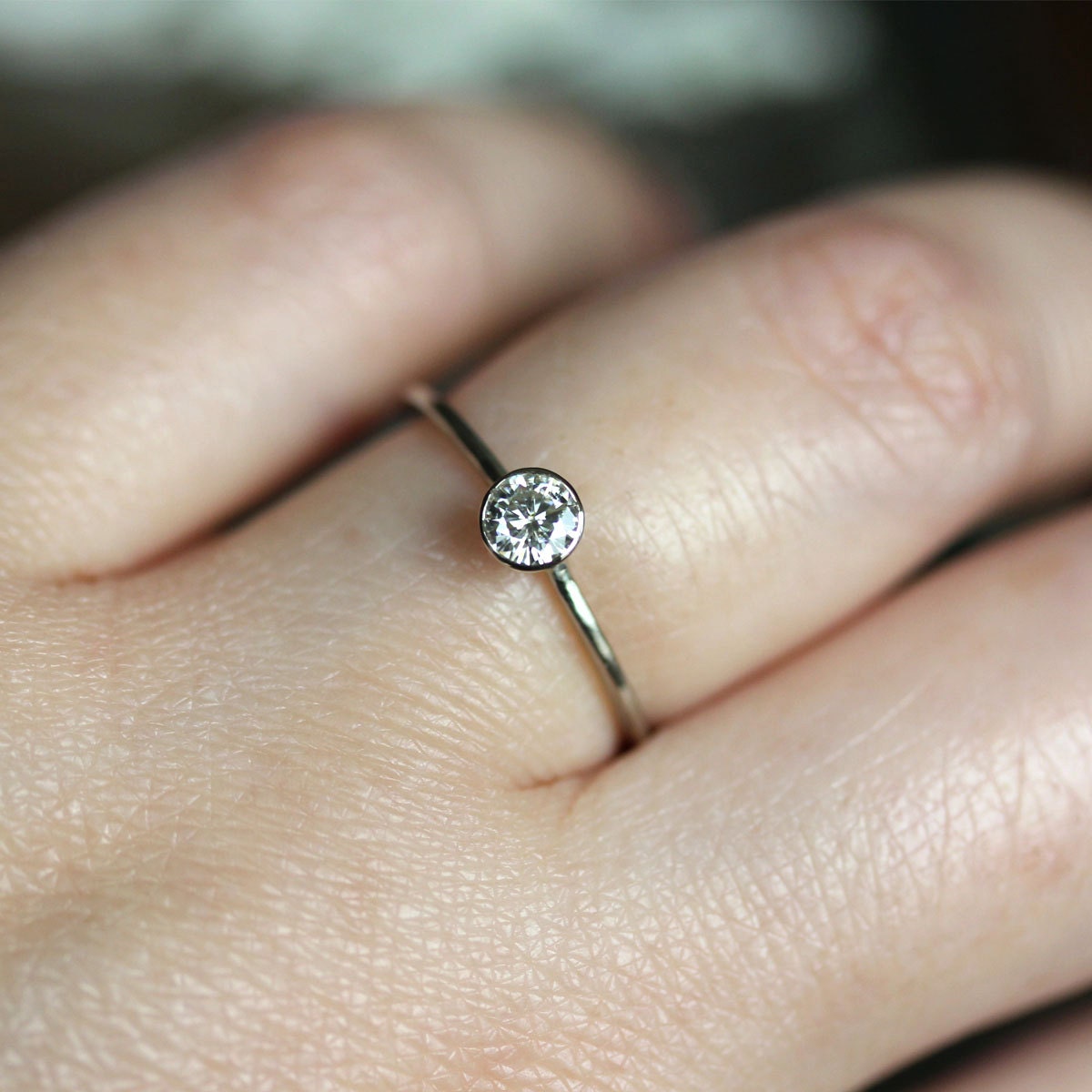 4mm Moissanite Engagement Ring In 14K White Gold - Made To Order