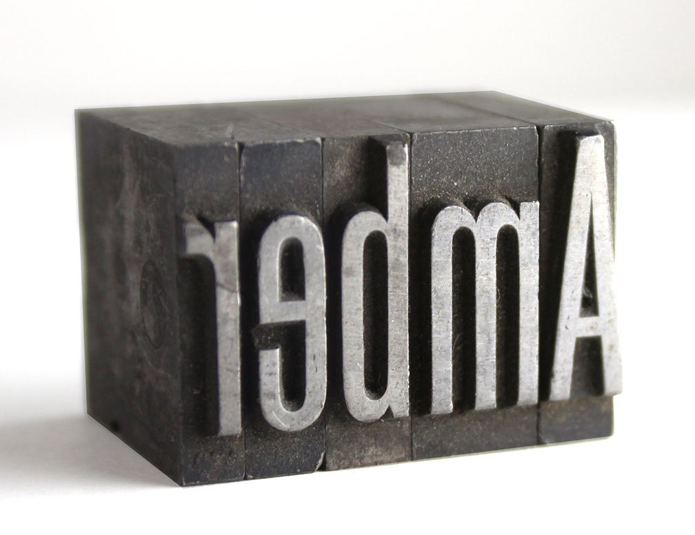 AMBER - 60pt Vintage Metal Letterpress