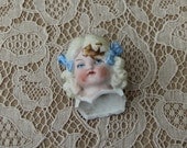 Bisque Doll Head from Germany- Blonde Hair and Bows