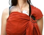 Baby Carrier Ring Sling LINEN - Copper - Pleated Shoulder - Petite or Standard length ONLY - Made to Order