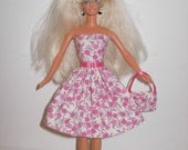 CUTE floral dress and bag 4 barbie doll