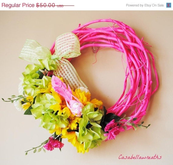 25% Off Summer Wreaths, Grapevine Wreath, Door Wreath, Etsy Wreath, Bird Wreath, Pink Wreath