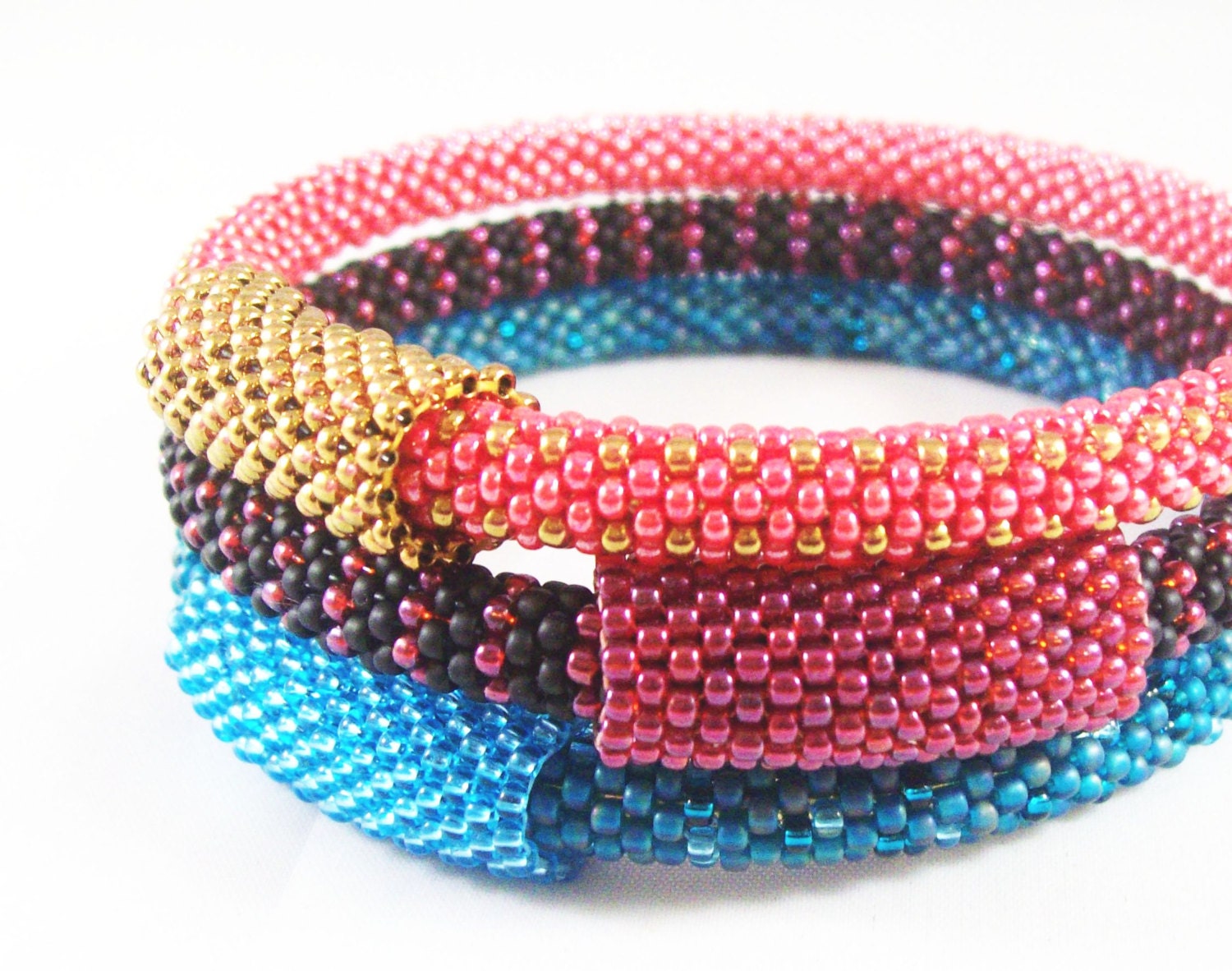 Iridescent Blue Beaded Bangle