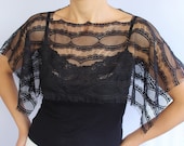 Black Lace Shoulder Wrap Capelet. Handmade.