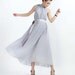 Gray chiffon maxi prom dress (0235)