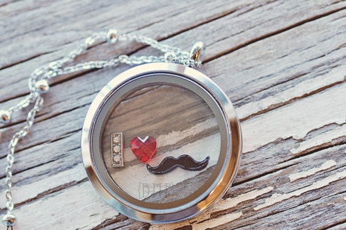 I LOVE Mustaches - Princess Charming Locket Necklace