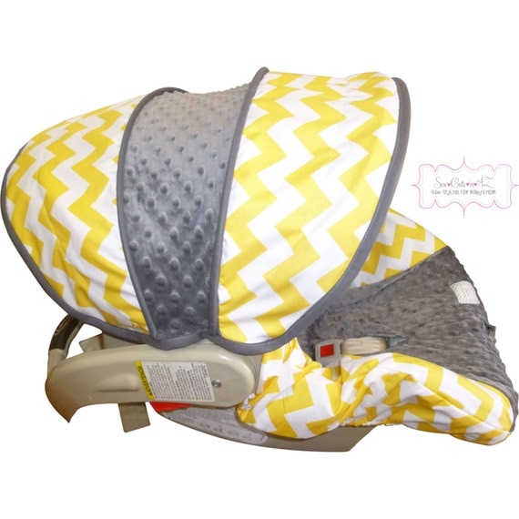 Yellow Chevron with Charcoal Infant Car Seat Cover