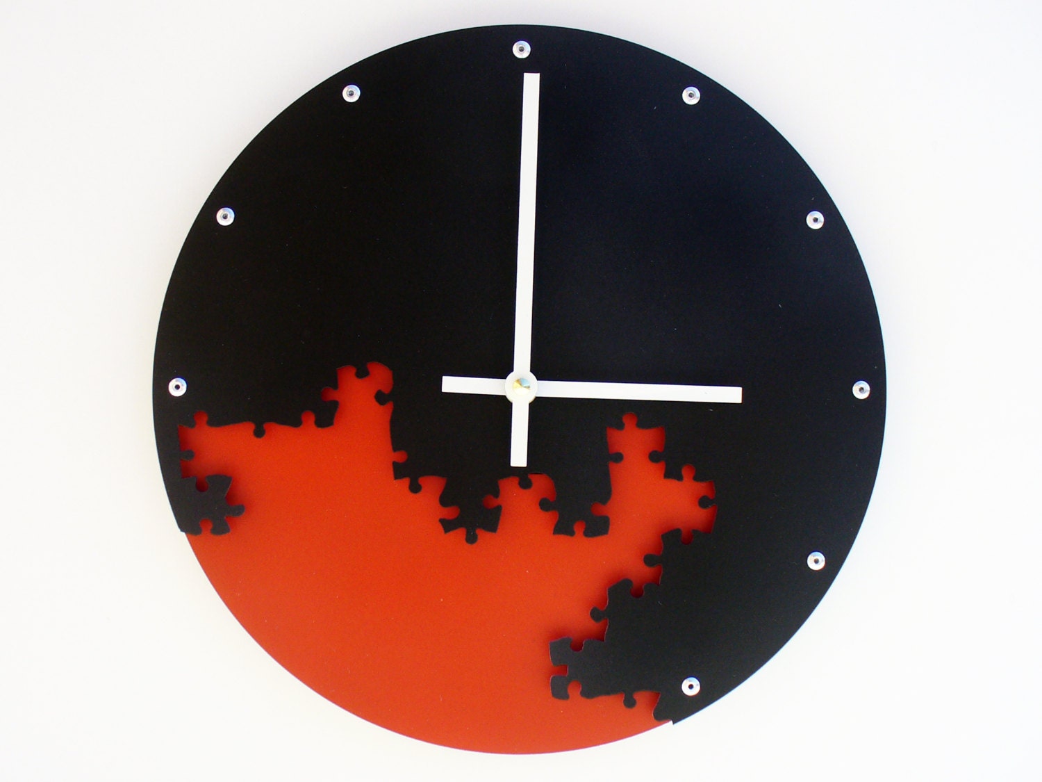 Puzzle Wall Clock III (Black Red) Custom Colors Available