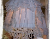 Tattered Vintage Linens Hankies Doilies Shabby Cottage Hanging Light  Charming