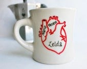 Gamer Geek Funny Mug coffee tea cup diner mug red white anatomical heart love