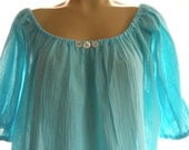 Little Provencale...Cotton gauze..Sweet Turquoise....Peasant blouse... Summer blouse.. Size M-L-XL...Easy breezy collection..Many colors.