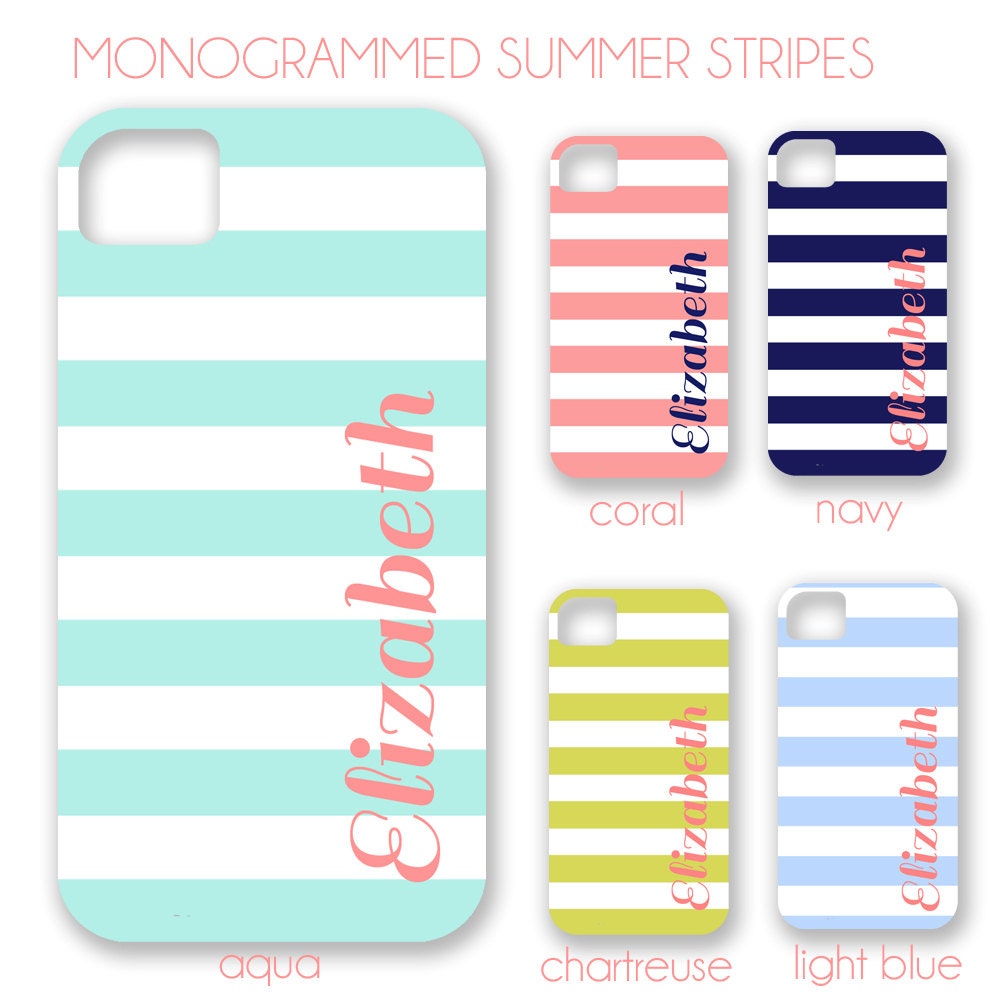 Monogrammed Summer Stripes iPhone Cover