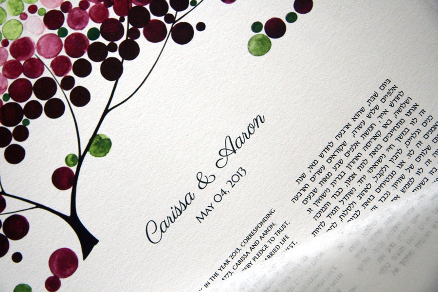 Modern Ketubah Tree of Life and Love Birds