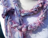 Summer Crochet Scarf - Lilac, Pink, Light Blue, Purple - PURPLE SUNSET Pippy Scarf