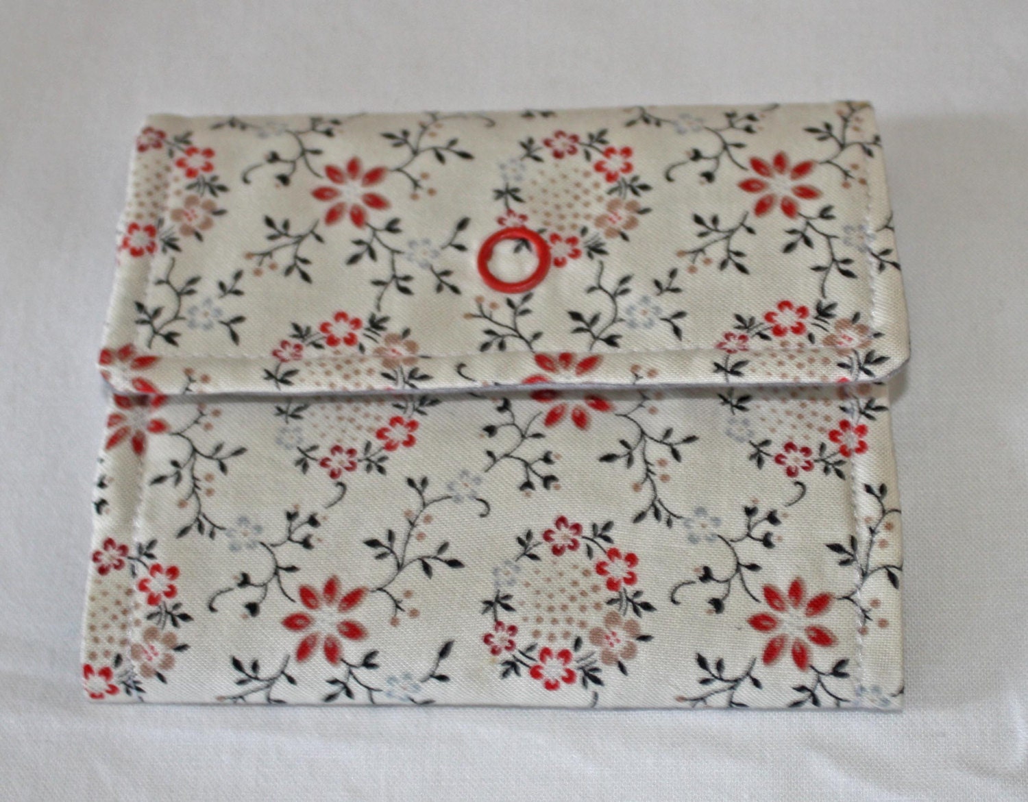 Red and Gray Flowers Card Wallet