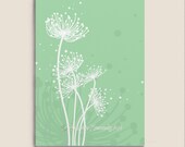 5 x 7 Mint Green Dandelion Art Print, Beauty of Nature Silhouette Home Decor, Plant Illustration, Pick Your Color Custom Art - NaturesHeavenlyArt