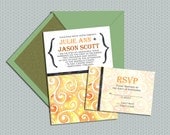 DIY- Yellow Swirl, Watercolor Printable Wedding Invitation Suite