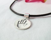SALE -Hand or Footprint Slide Charm - Your Childs ACTUAL Handprint  - Sterling Silver - Fits European Style Snake Chain Bracelets