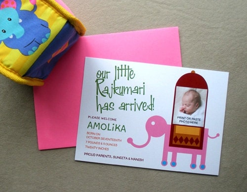 Little Rajkumari Baby Birth Announcement (Girl) - SAMPLE