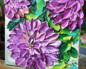 Oil Painting Lavender Purple dahlia on 8x8 Canvas