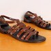 Vintage Stuart Weitzman Gladiator Sandals - Womens 7.5 Narrow - Brown Textured Croc Leather Flats Gladiators Open Toe Footwear Flat Strappy