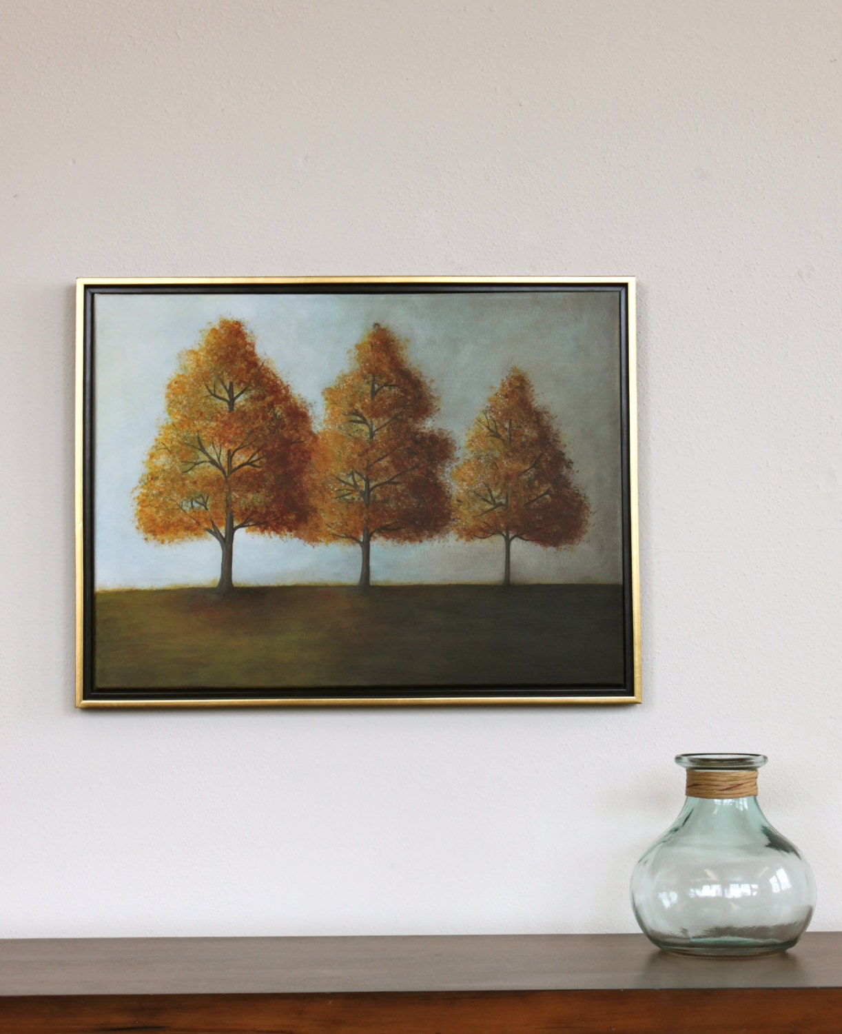 autumn trees original acrylic landscape framed painting