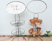 Vintage Price Sign Stand Industrial Wire Basket Store Merchandising Organizer