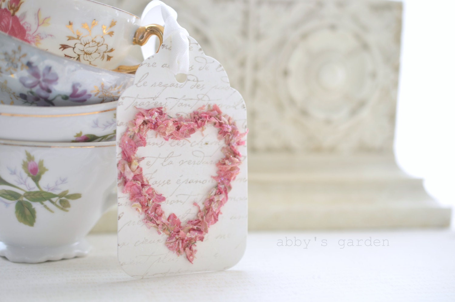 Love Tags...created with real flower petals (set of 3)