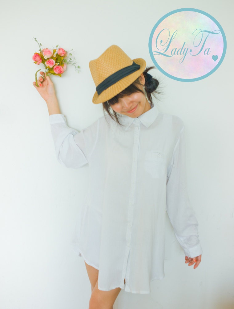 Women White Shirt /  White Tunic /Women's Shirt / Women Blouse / White Blouse
