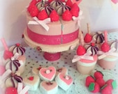 FREE WORLDWIDE SHIPPING gorgeous felt food total pink tea party cake play set