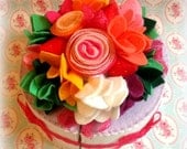 beautiful full sized flower and candle birthday felt sliced FOOD CAKE