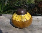 Handpainted Gourd  Sunflower Trinket Keepsake Box